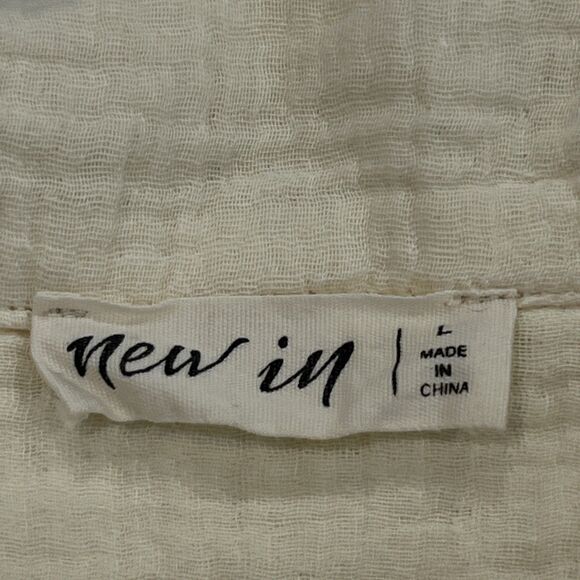 New In Brand Large Ivory Crochet Collared Button Up Boho Long Sleeve Top - Picture 7 of 9